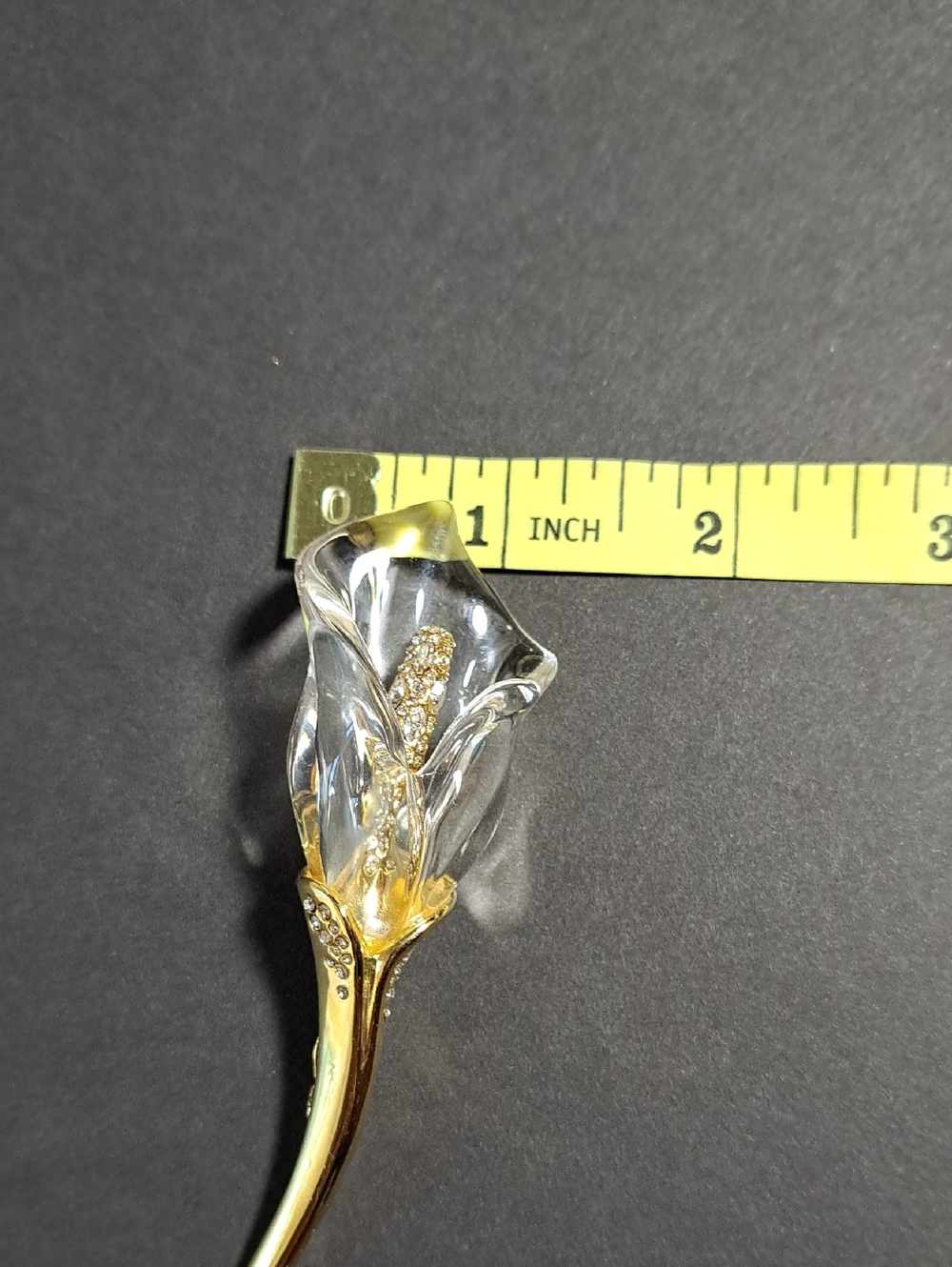 Alexis Bittar Vintage RARE Clear Lucite Calla Lily Brooch Swarovski Crystals - Picture 6 of 10